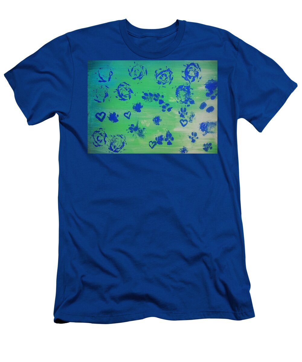 Paws T-Shirt featuring the painting Blueprints by Vale Anoa'i