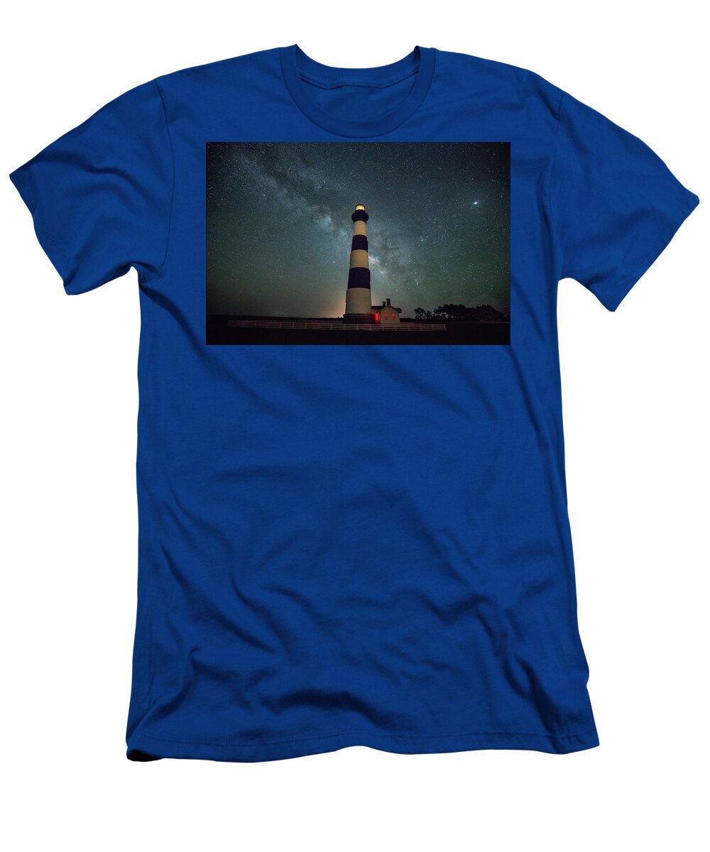 Bodie T-Shirt featuring the photograph Bodie lighthouse and Milky Way by Jack Nevitt