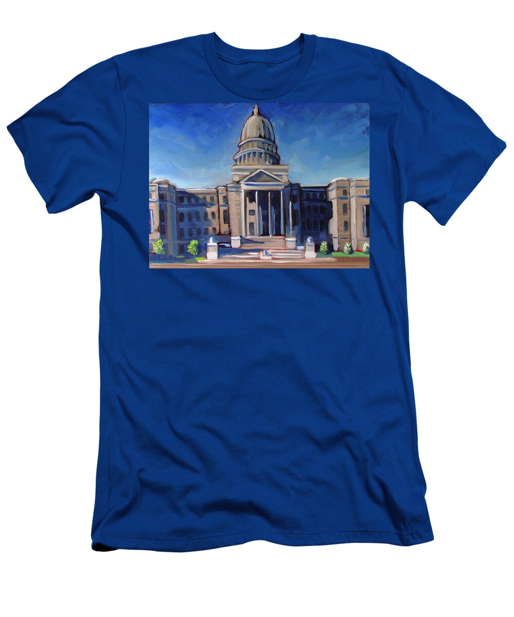 Idaho T-Shirt featuring the painting Boise Capitol Building 02 by Kevin Hughes