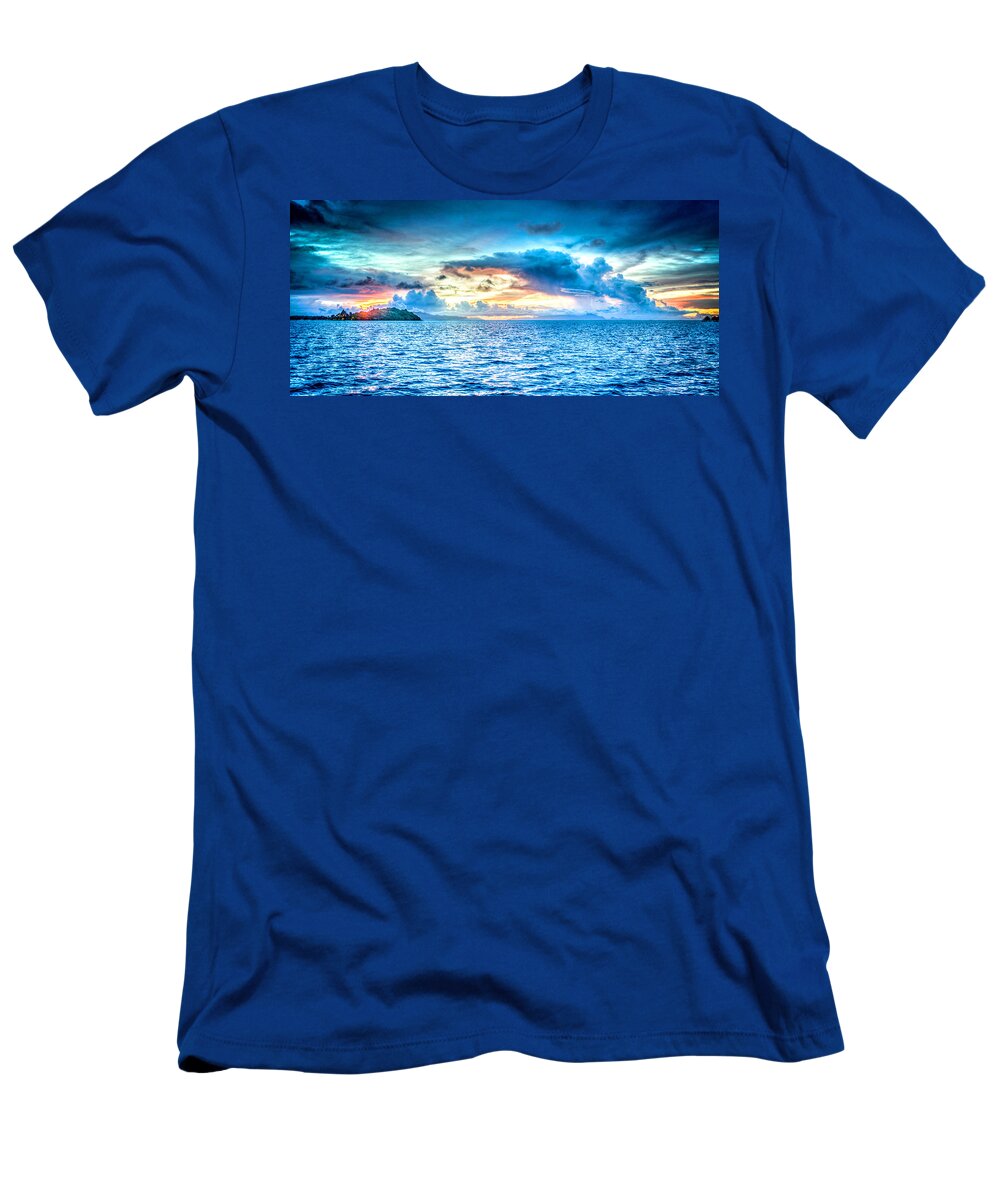 Bora-bora T-Shirt featuring the mixed media Bora Bora Sunset by Design Turnpike