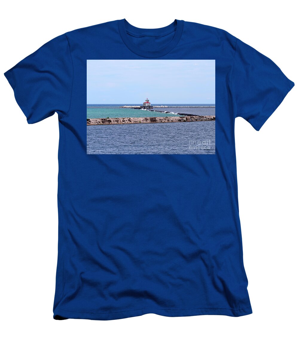 Breakwater T-Shirt featuring the photograph Breakwater and lighthouse in Oswego New York by Louise Heusinkveld