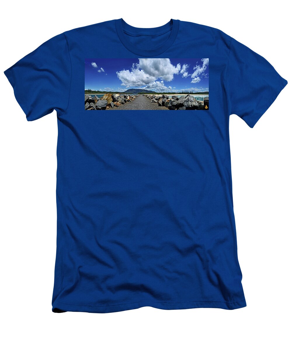 Breakwater Panorama T-Shirt featuring the photograph Breakwater Panorama North Haven by Kaye Menner by Kaye Menner