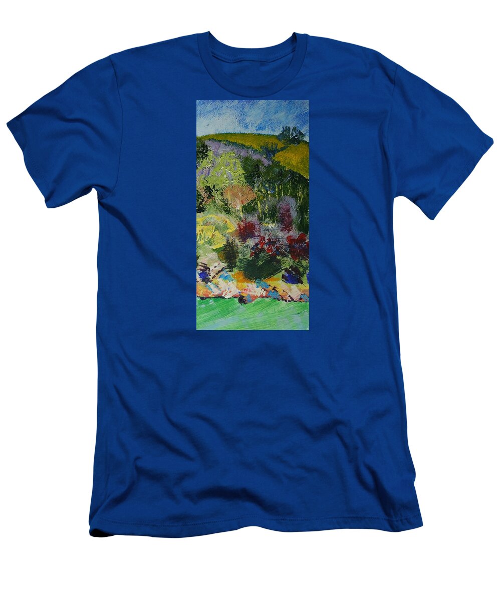 Landscape T-Shirt featuring the painting Brightly Colored Devon Landscape - Dartmouth England by Mike Jory