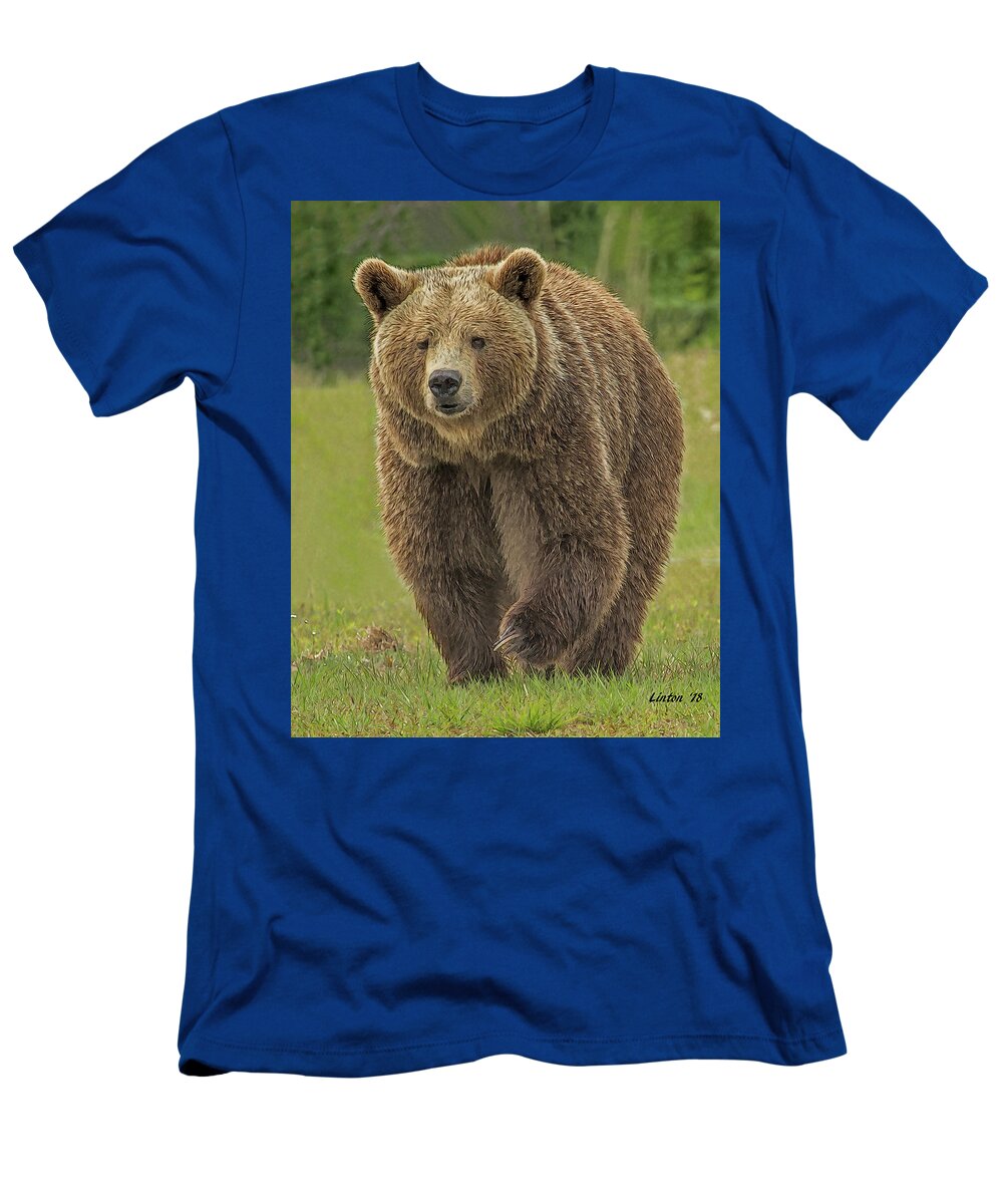 Brown Bear T-Shirt featuring the digital art Brown Bear 1 by Larry Linton