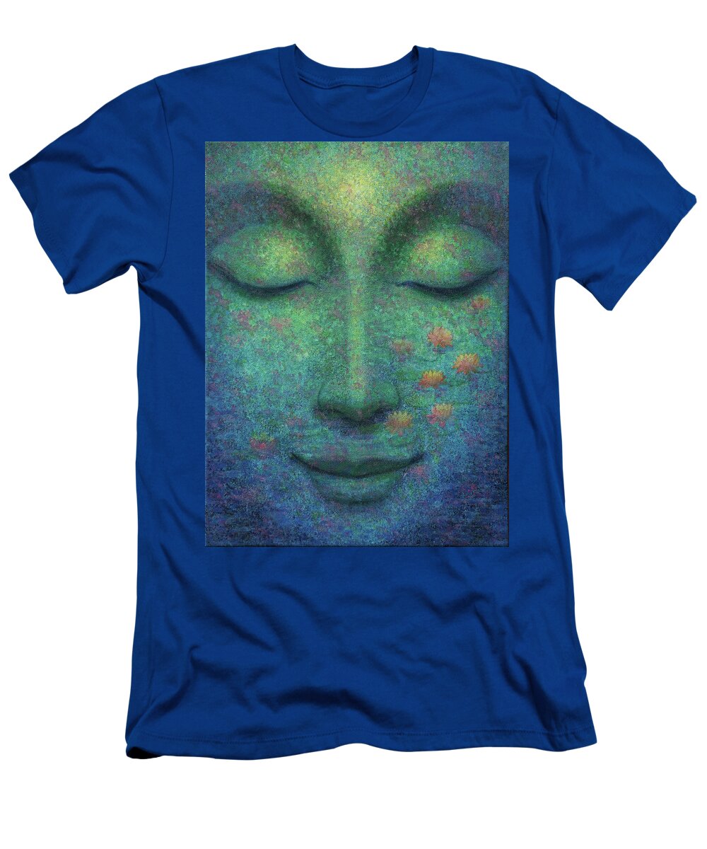 Buddha T-Shirt featuring the painting Buddha Smile by Sue Halstenberg