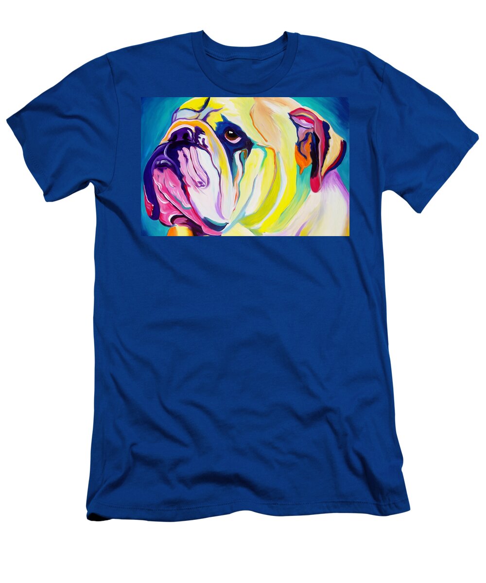 English T-Shirt featuring the painting Bulldog - Bully by Dawg Painter