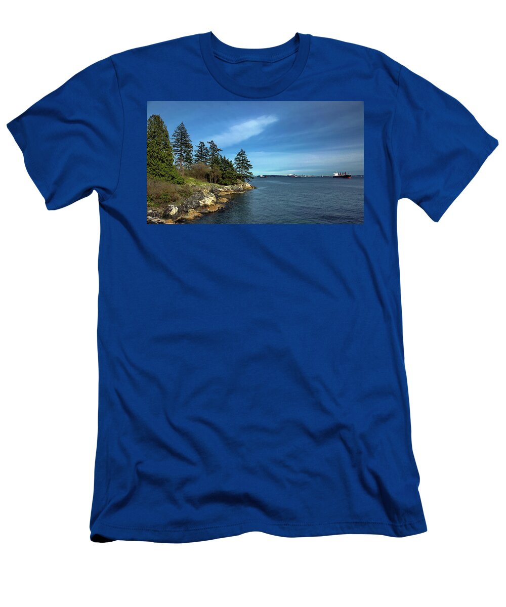 Alex Lyubar T-Shirt featuring the pyrography Burrard Inlet Vancouver British Columbia by Alex Lyubar
