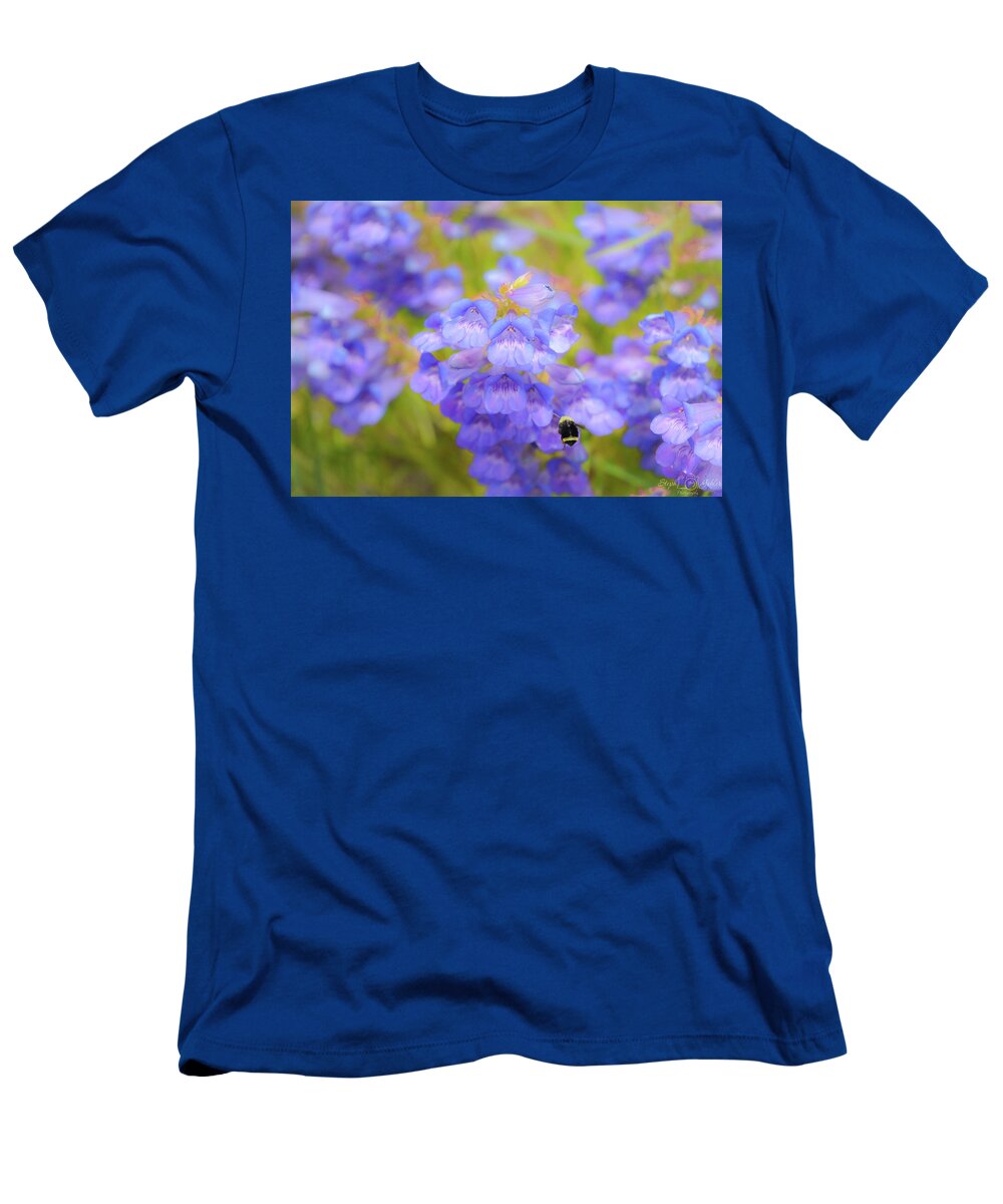Blue T-Shirt featuring the photograph Buzzing Around by Steph Gabler
