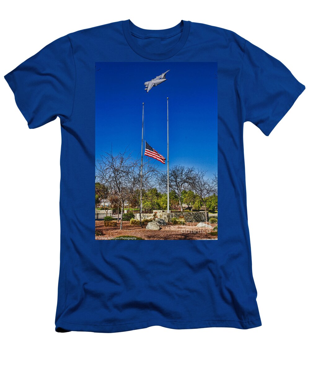 Boeing C-17 Globemaster Iii T-Shirt featuring the photograph C-17 Fly Over by Tommy Anderson