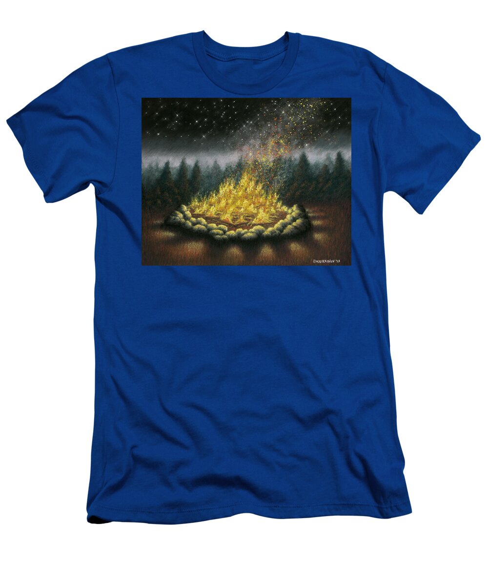 Campfire T-Shirt featuring the pastel Campfire 01 by Michael Heikkinen