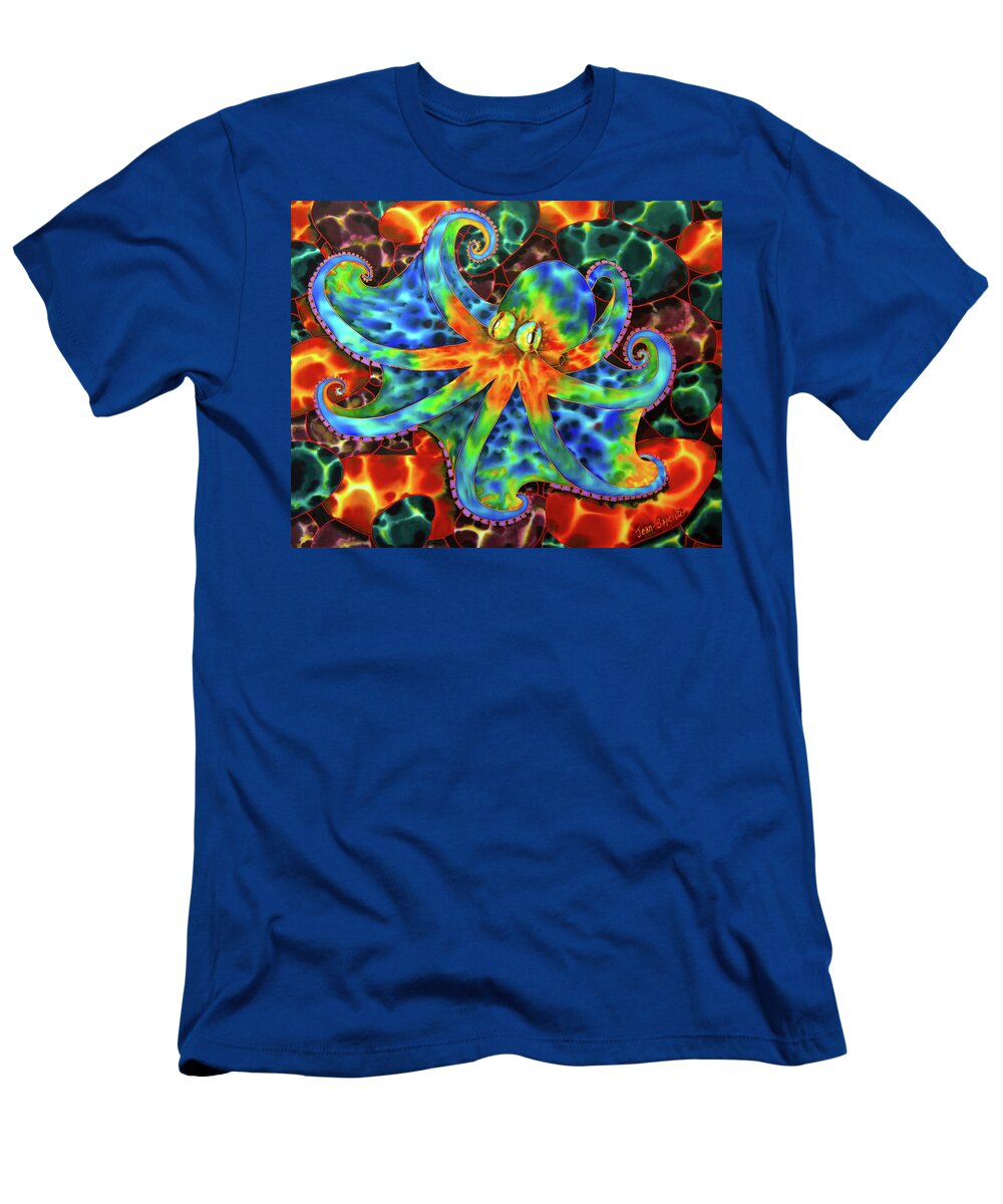Jean-baptiste Design T-Shirt featuring the painting Caribbean Octopus on Stone Bottom by Daniel Jean-Baptiste