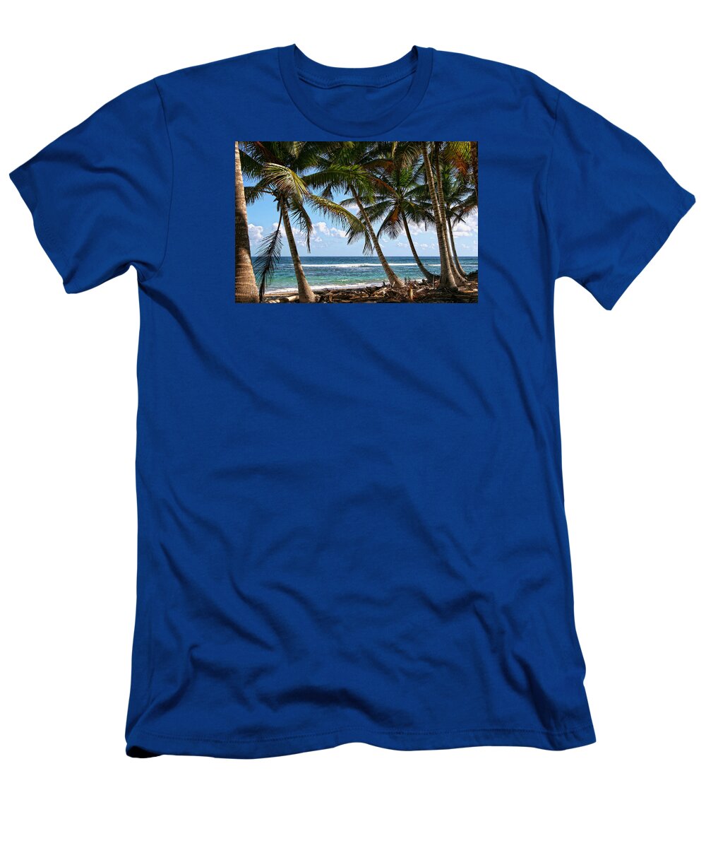 Palms Island Palm Tree Trees Beach Sea Ocean Vacation Travel Sand Salt T-Shirt featuring the photograph Caribbean Palms by Robert Och