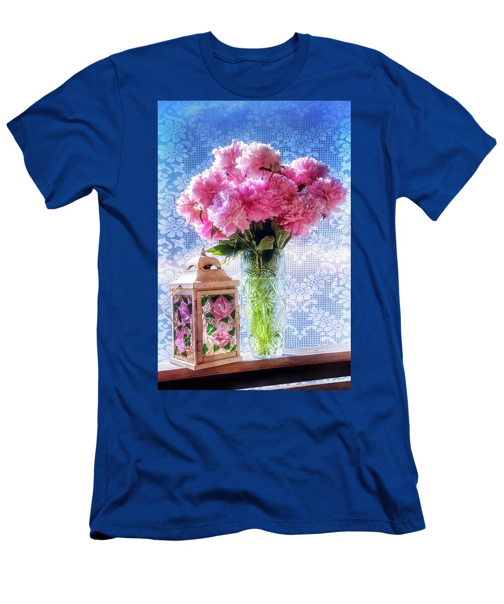 French T-Shirt featuring the photograph Carnations on the Windowsill by Debra and Dave Vanderlaan