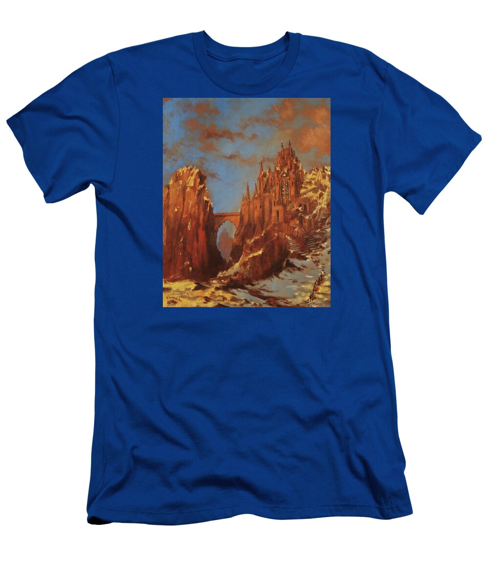 Fantasy T-Shirt featuring the painting Castle of the Mountain King by Tom Shropshire