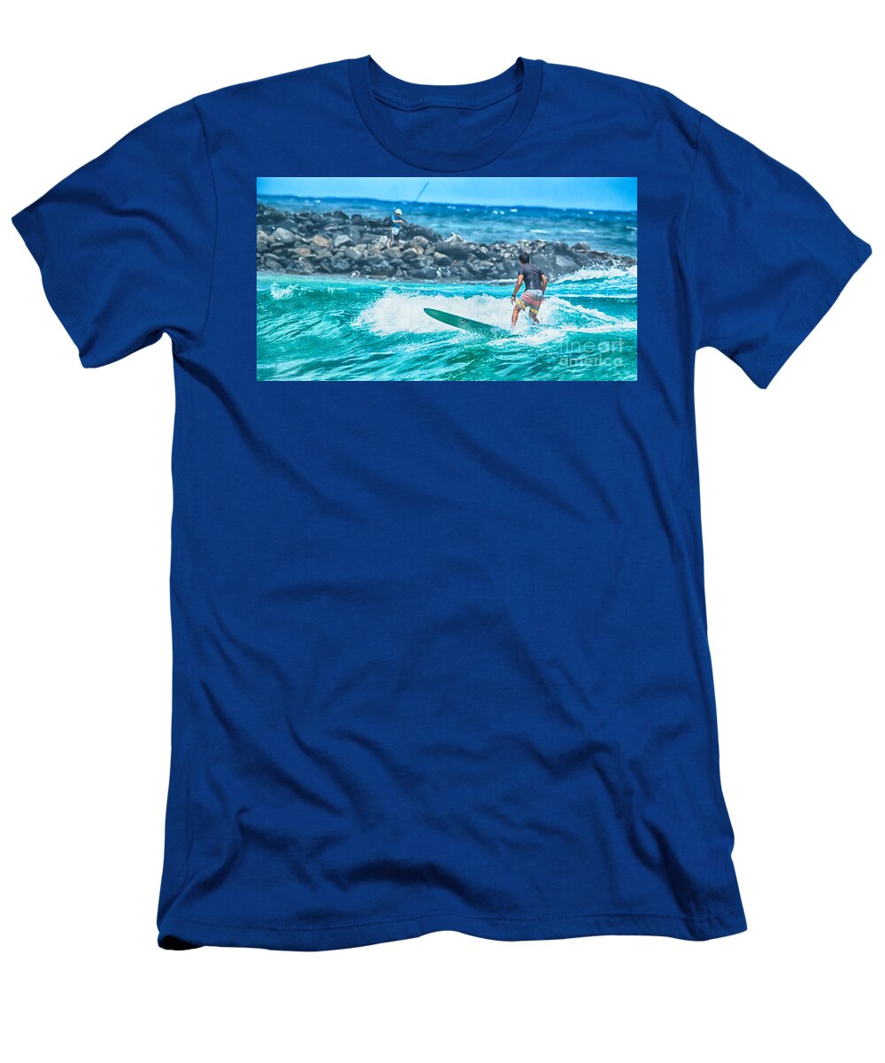 Beach T-Shirt featuring the photograph Catch Anything? by Eye Olating Images
