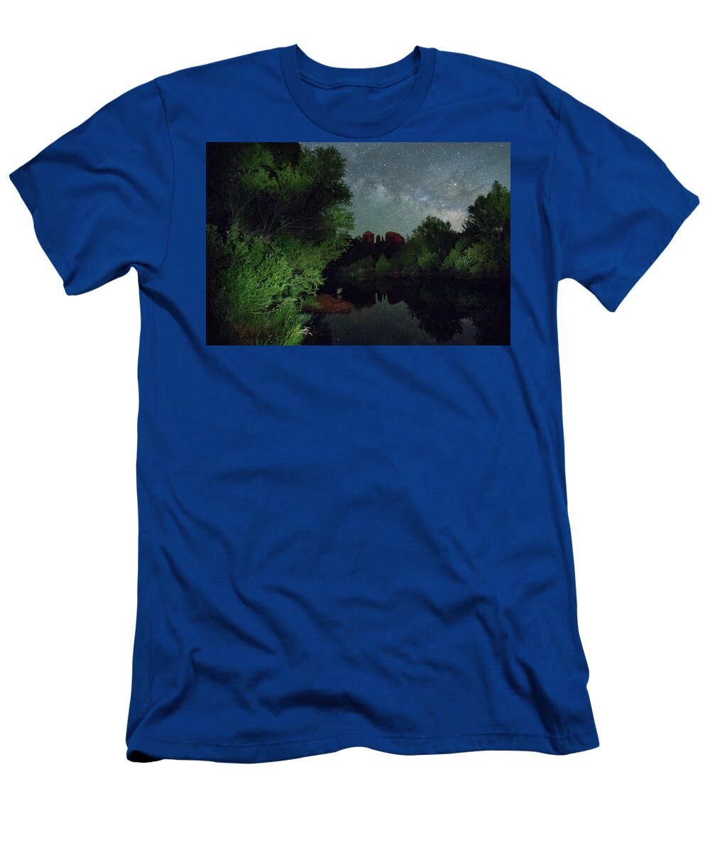 Cathedral Rock T-Shirt featuring the photograph Cathedrals' Skies by Tom Kelly
