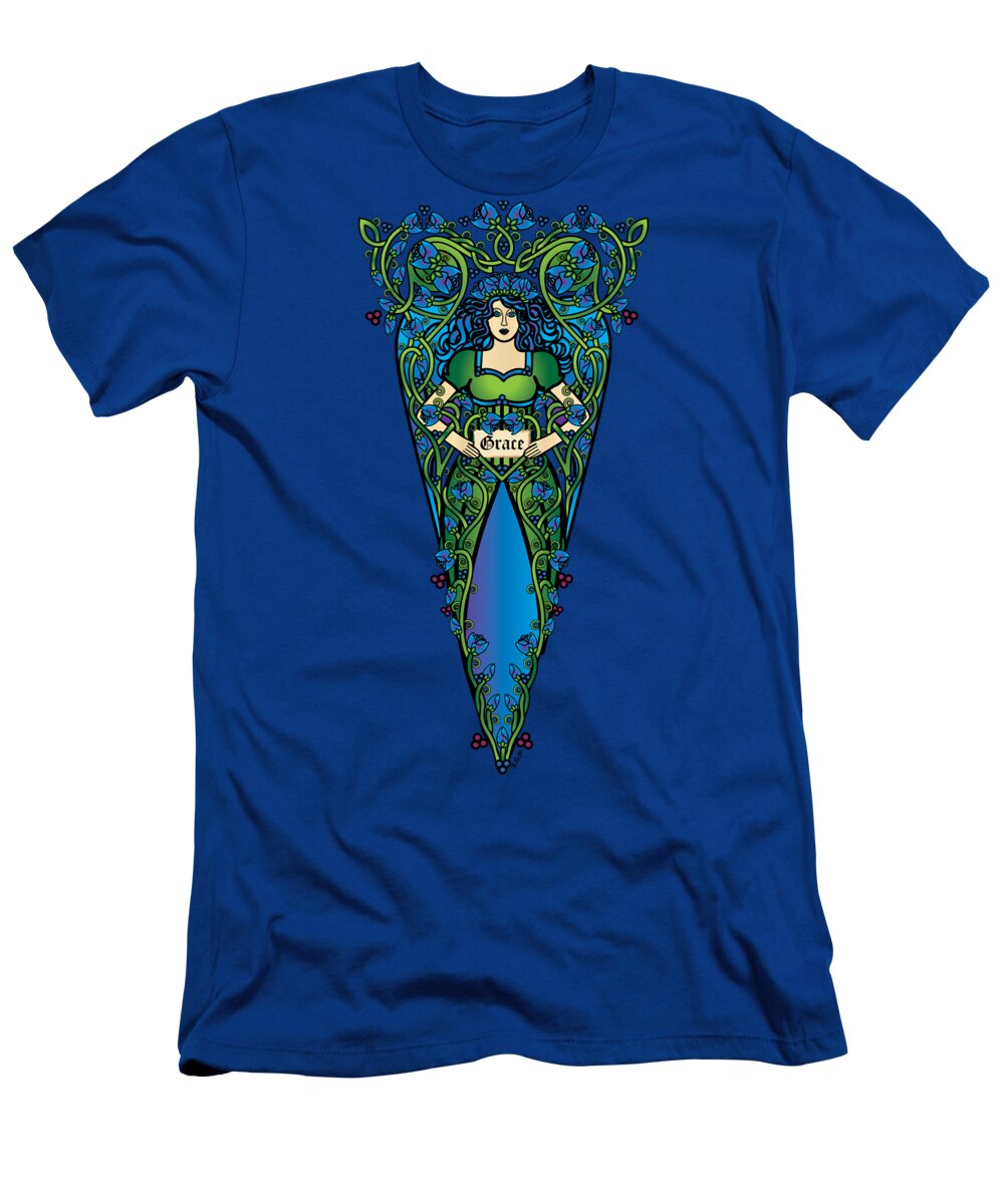 Fantasy T-Shirt featuring the digital art Celtic Forest Fairy- Grace by Celtic Artist Angela Dawn MacKay