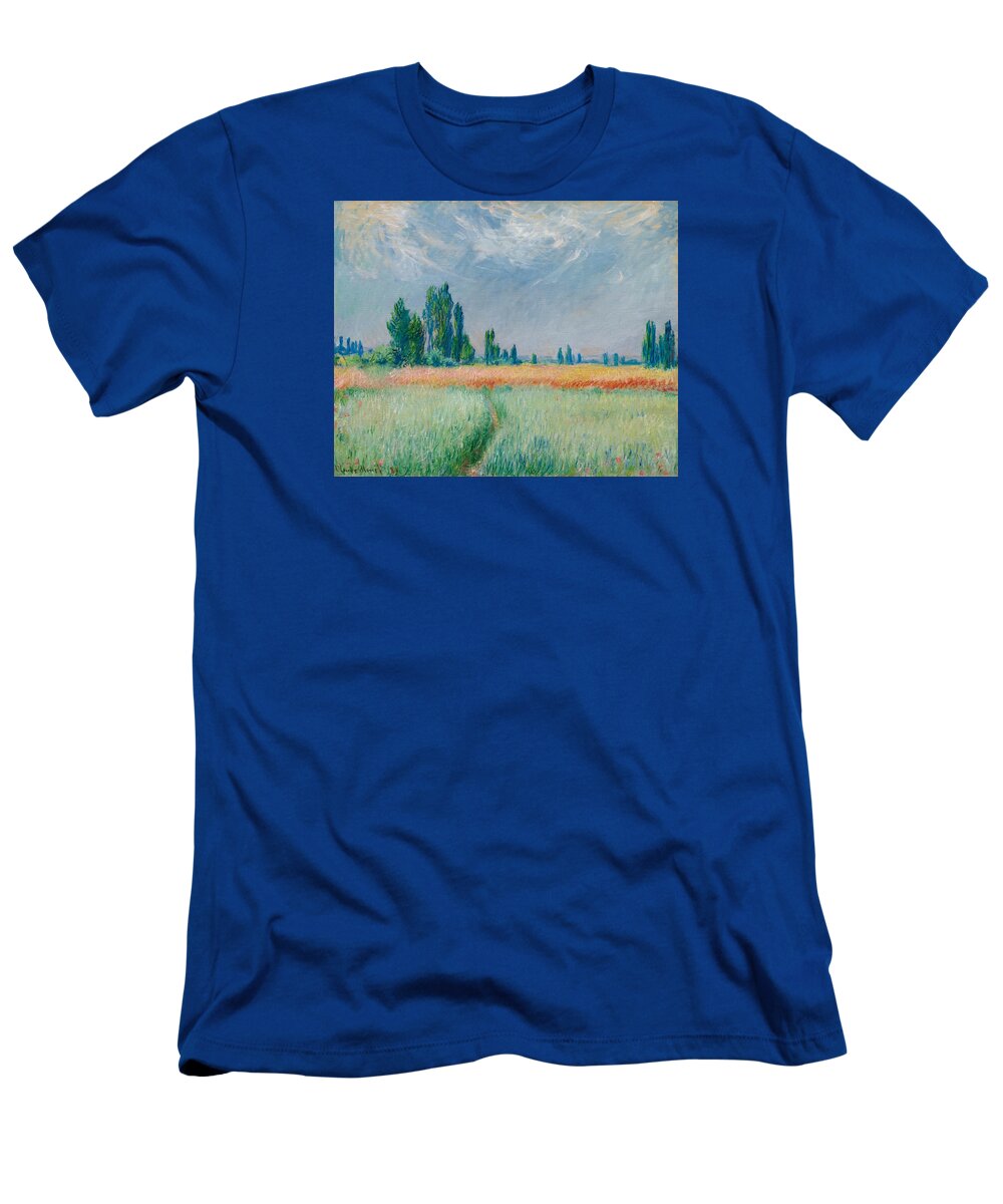 Claude Monet T-Shirt featuring the painting Champ de Ble by Claude Monet