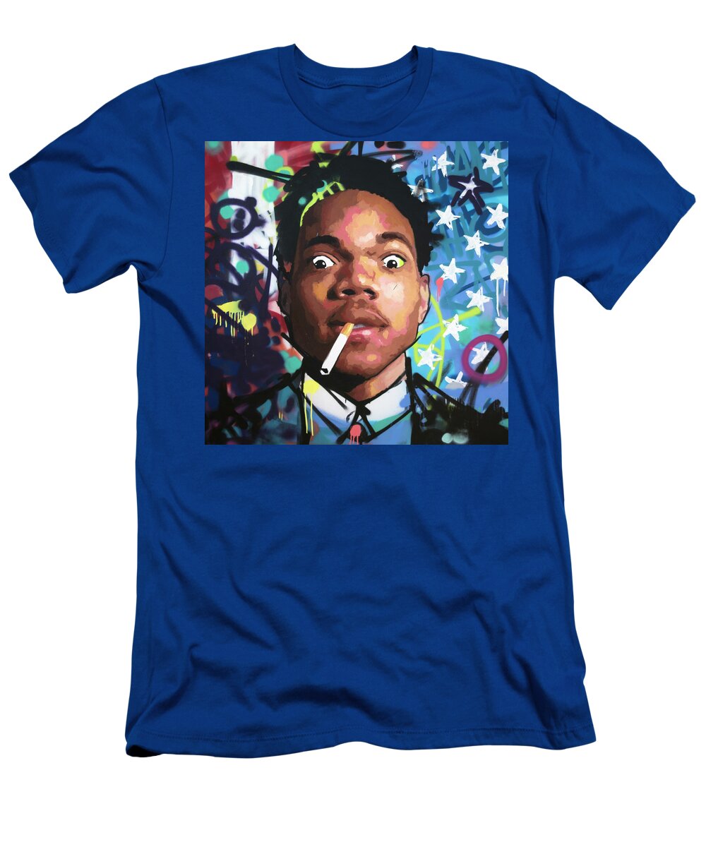 Chance The Rapper T-Shirt featuring the painting Chance The Rapper by Richard Day