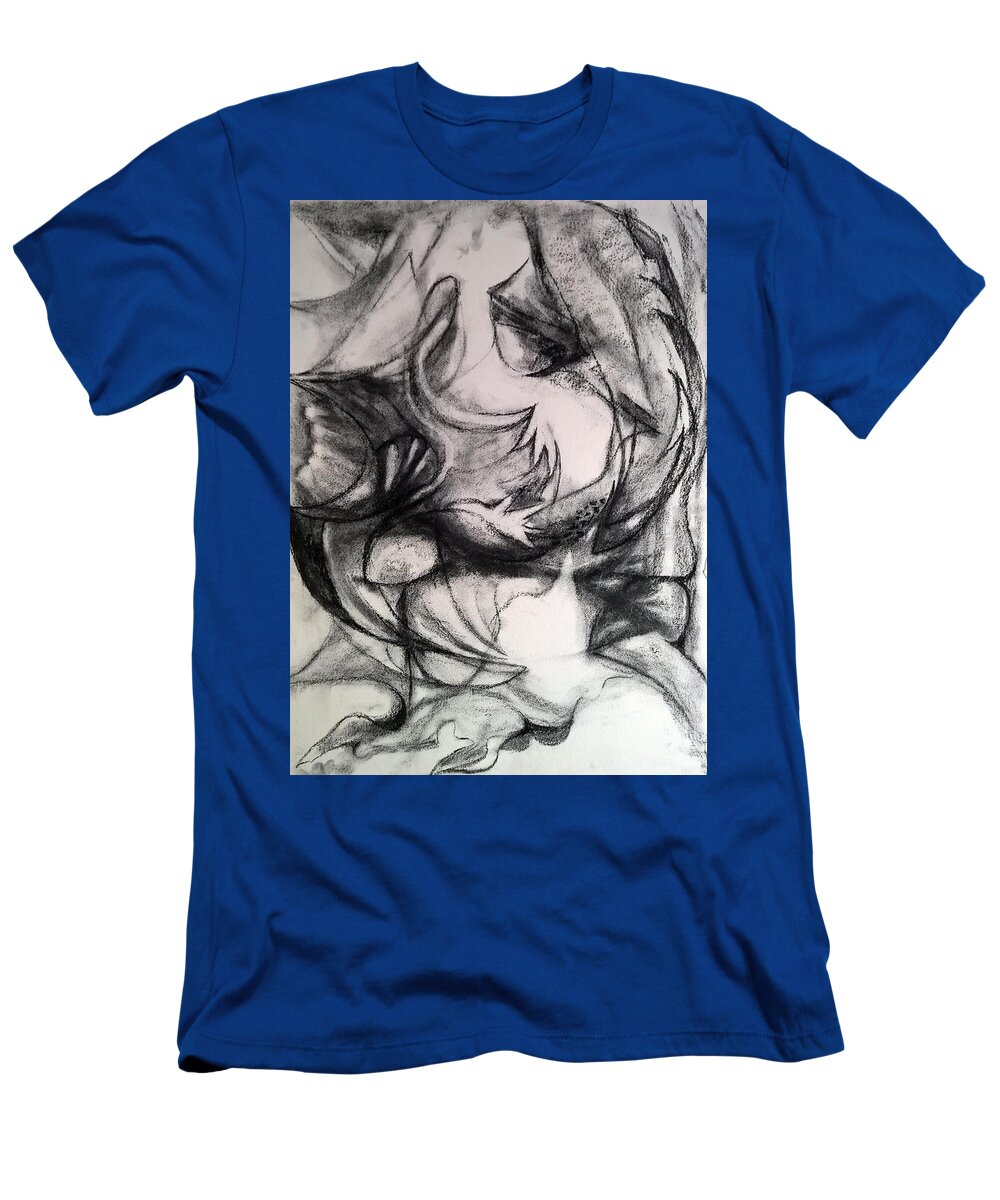 Charcoal T-Shirt featuring the drawing Charcoal Study by Nicolas Bouteneff