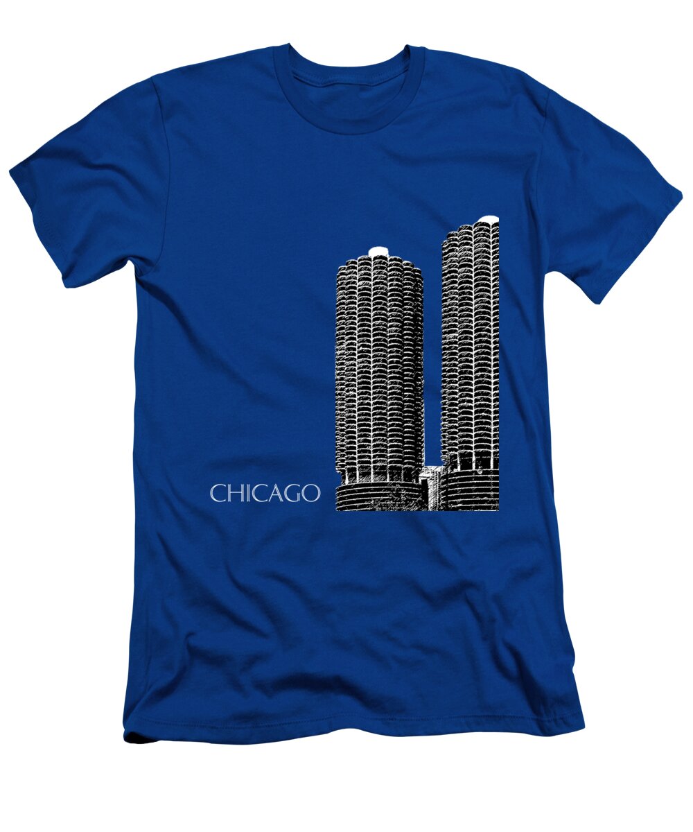 Architecture T-Shirt featuring the digital art Chicago Skyline Marina Towers - Teal by DB Artist