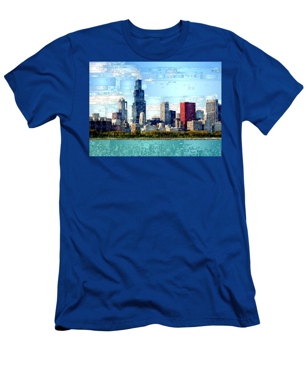 Rafael Salazar T-Shirt featuring the digital art Chicago Skyline by Rafael Salazar