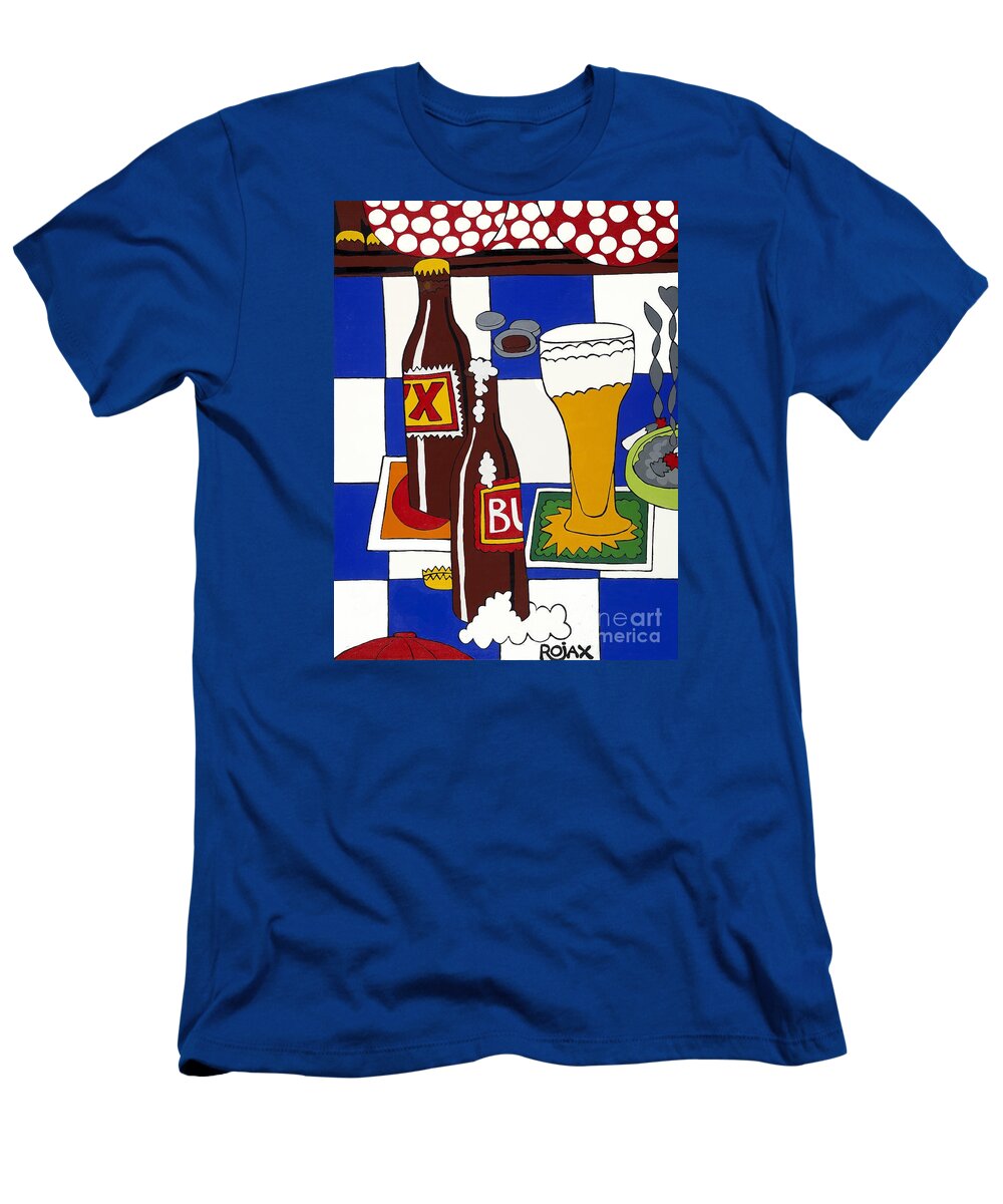 Beer T-Shirt featuring the painting Chichis y Cervesas by Rojax Art