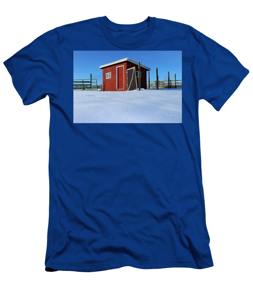 Idaho T-Shirt featuring the photograph Chicken Coop in Snow Covered Field by Travers Morgan