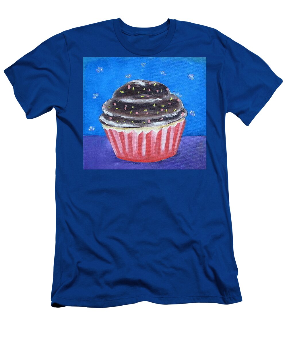 Chocolate T-Shirt featuring the painting Chocolate Cupcake by Patricia Cleasby