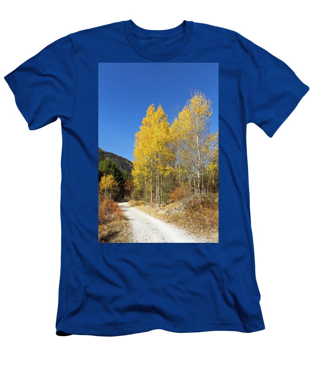 Colors Of Fall T-Shirt featuring the photograph Claree Valley in Autumn - 11 - French Alps by Paul MAURICE
