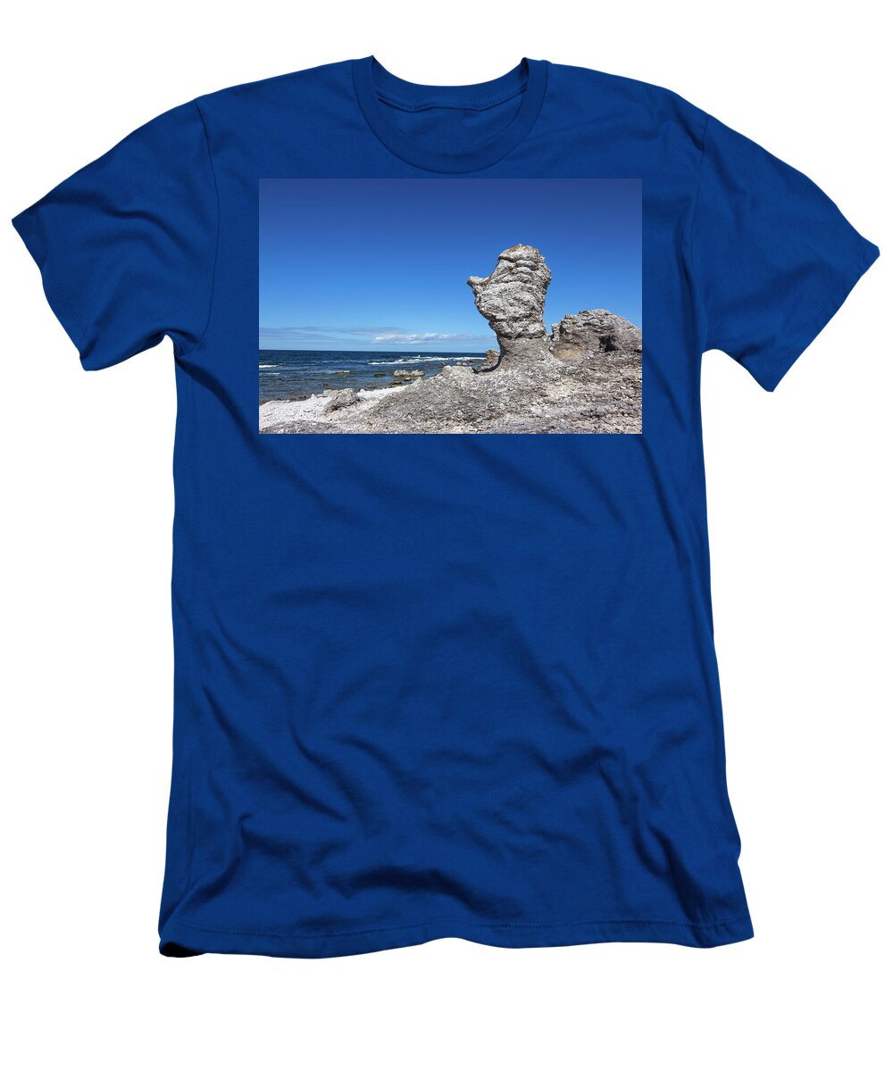 Sea T-Shirt featuring the photograph Cliffs on Faro island in Sweden by GoodMood Art