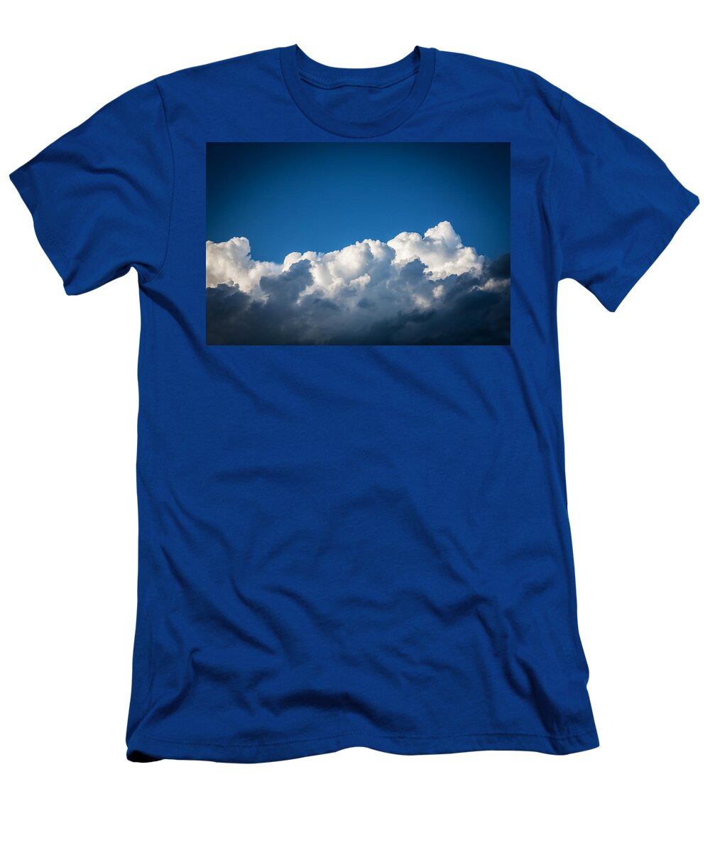 Clouds T-Shirt featuring the photograph Clouds Stratocumulus Blue Sky Painted BW 2 by Rich Franco