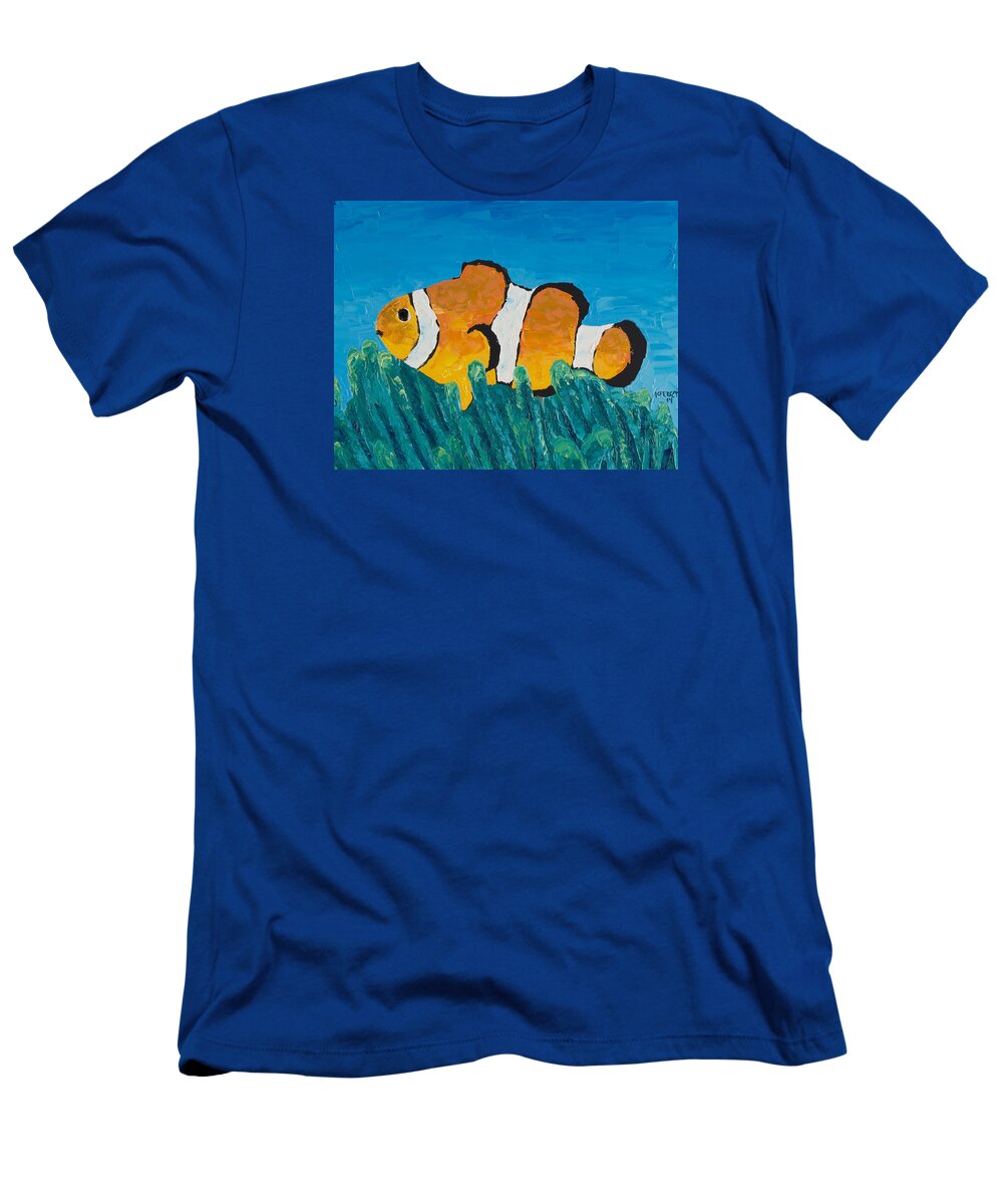 Fish T-Shirt featuring the painting Clownfish by Nick Ferszt