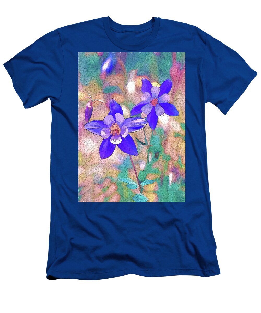 Columbines T-Shirt featuring the digital art Colorado State Flower 2 by OLena Art by Lena Owens - Vibrant DESIGN