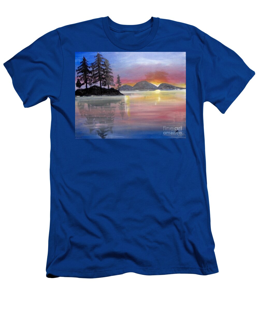 Color T-Shirt featuring the painting Colored Lake by Saundra Johnson
