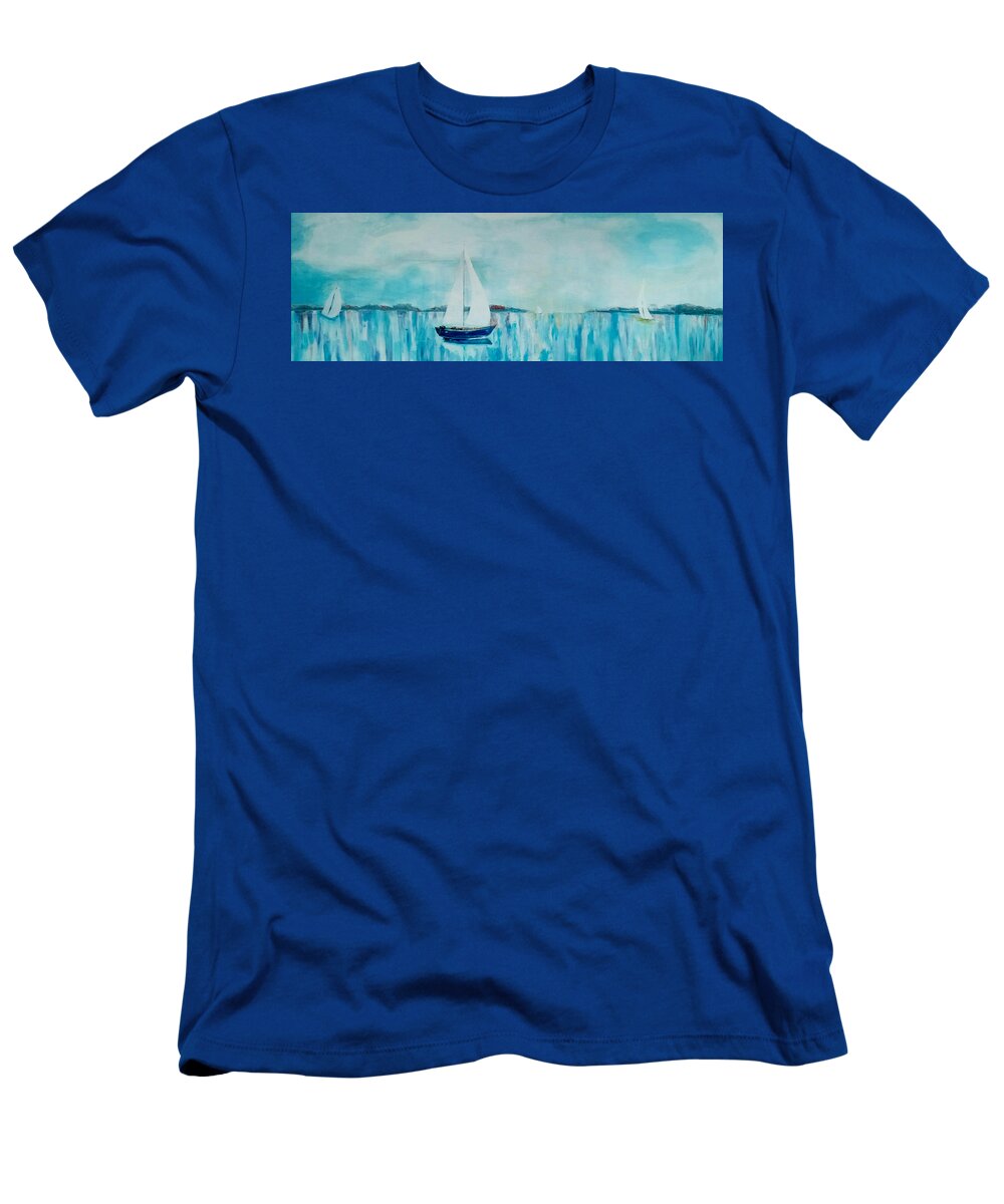 Sailing T-Shirt featuring the painting Come Sail Away by Gary Smith