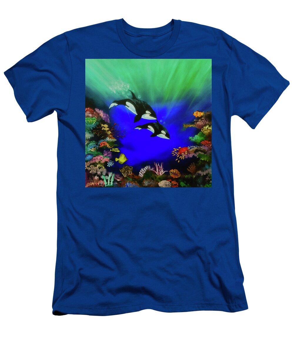 Reef T-Shirt featuring the painting Coral reef by Faa shie