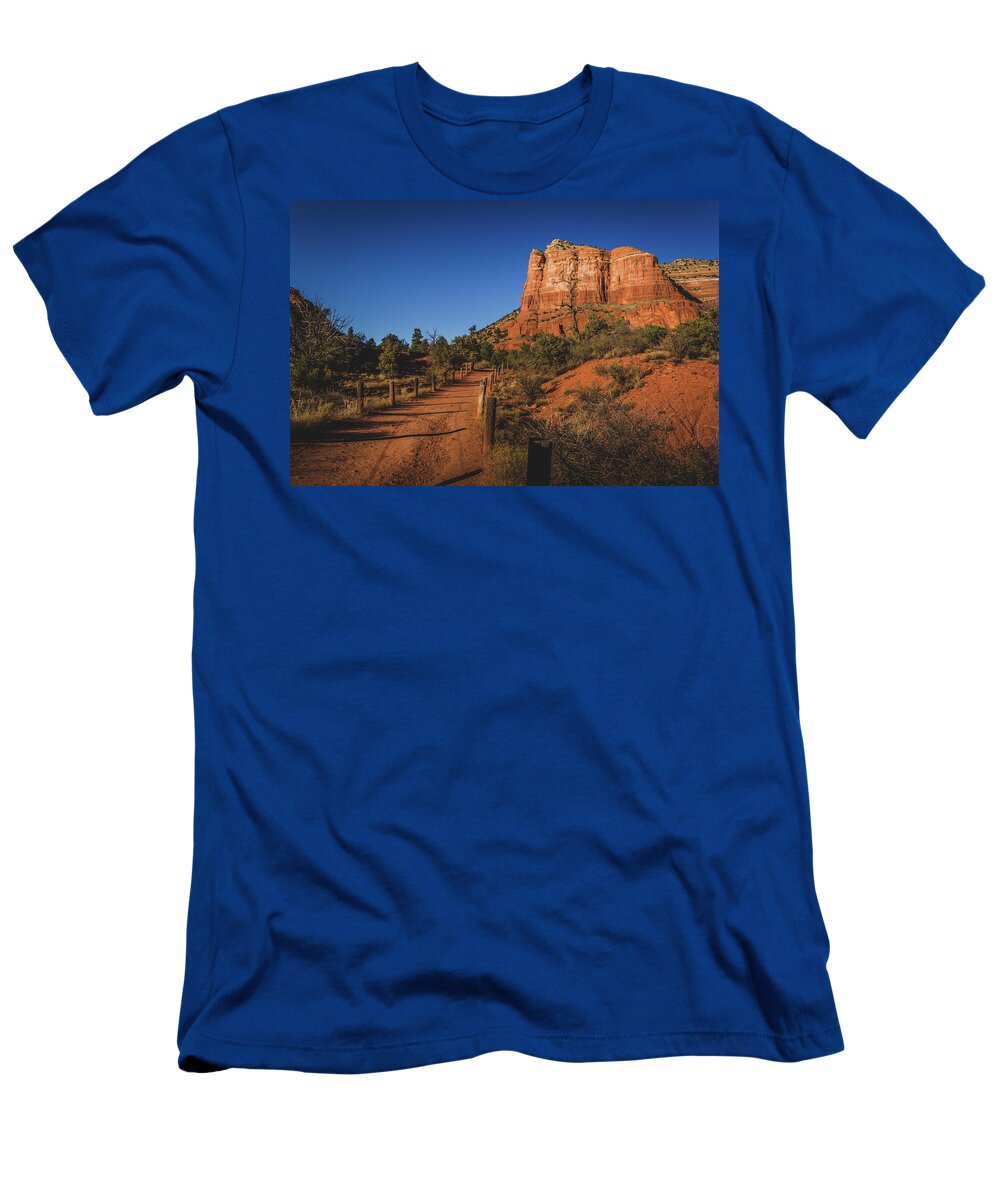 Arizona T-Shirt featuring the photograph Courthouse Butte and Bell Rock Trail by Andy Konieczny