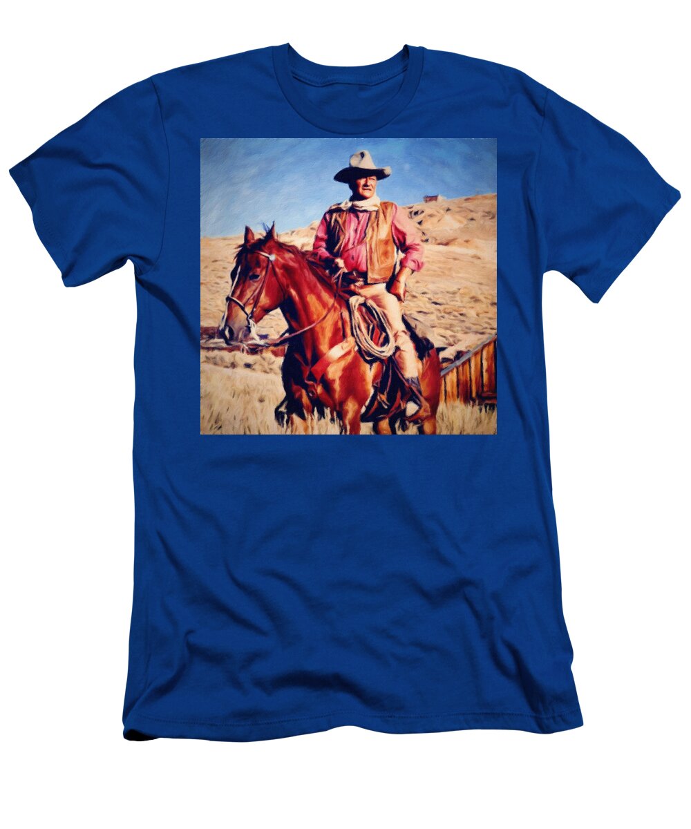 John Wayne T-Shirt featuring the painting Cowboy John Wayne by Vincent Monozlay