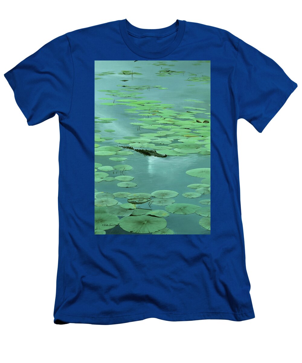 Alligator T-Shirt featuring the painting Cumberland Resident by Mike Brown