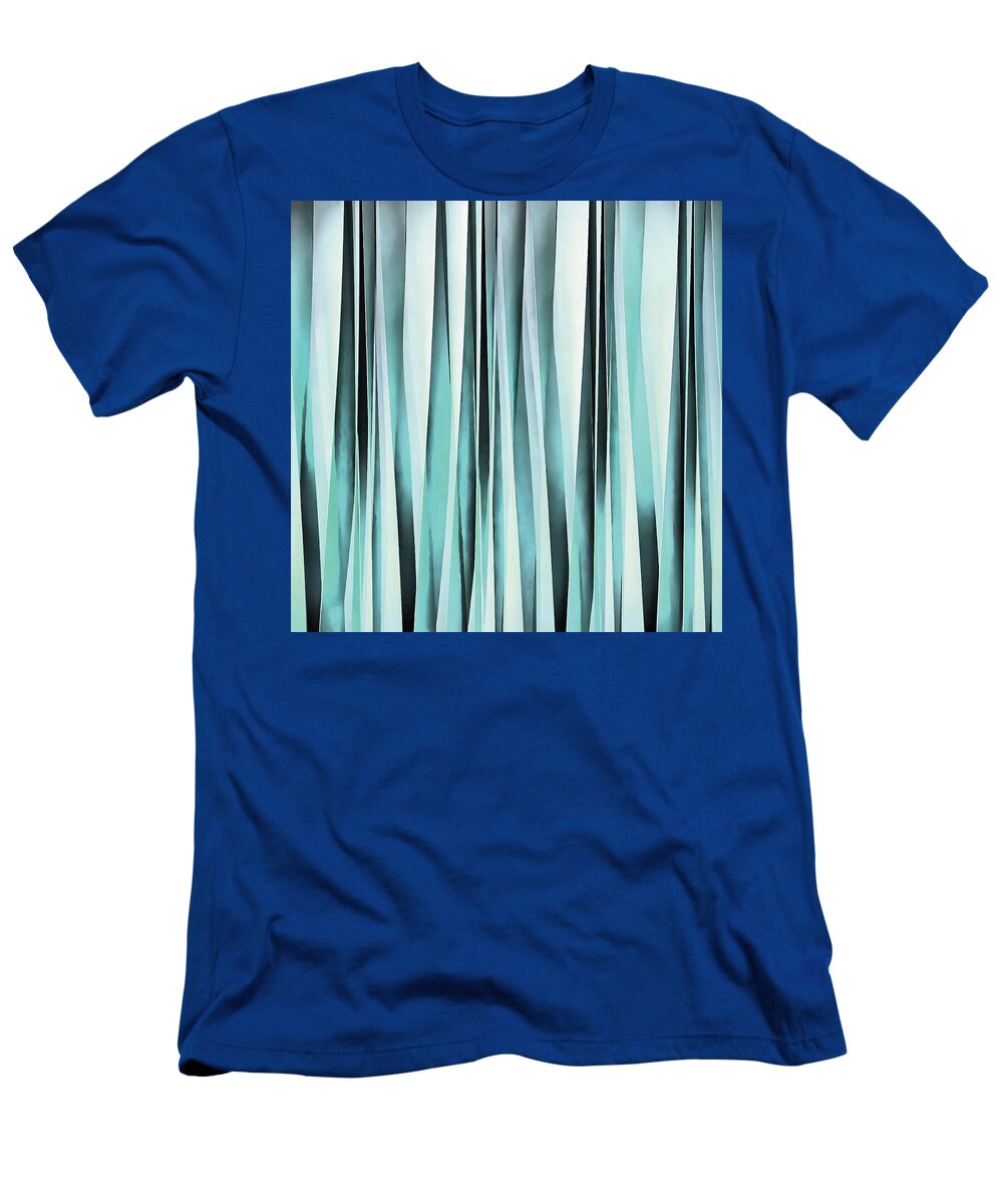 Abstract T-Shirt featuring the digital art Cyan Blue Ocean Stripey Lines Pattern by Taiche Acrylic Art