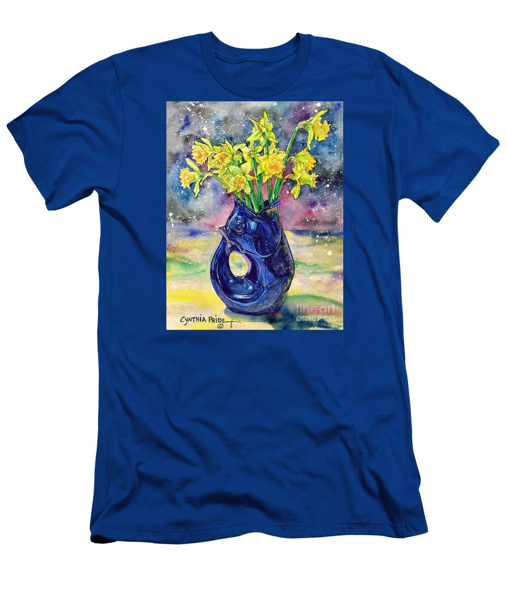 Watercolor Painting From Cynthia Pride T-Shirt featuring the painting Daffodil Spray by Cynthia Pride