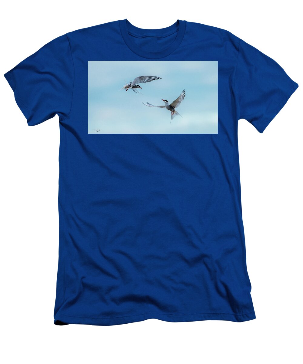 Flying Common Terns T-Shirt featuring the photograph Dancing Terns by Torbjorn Swenelius