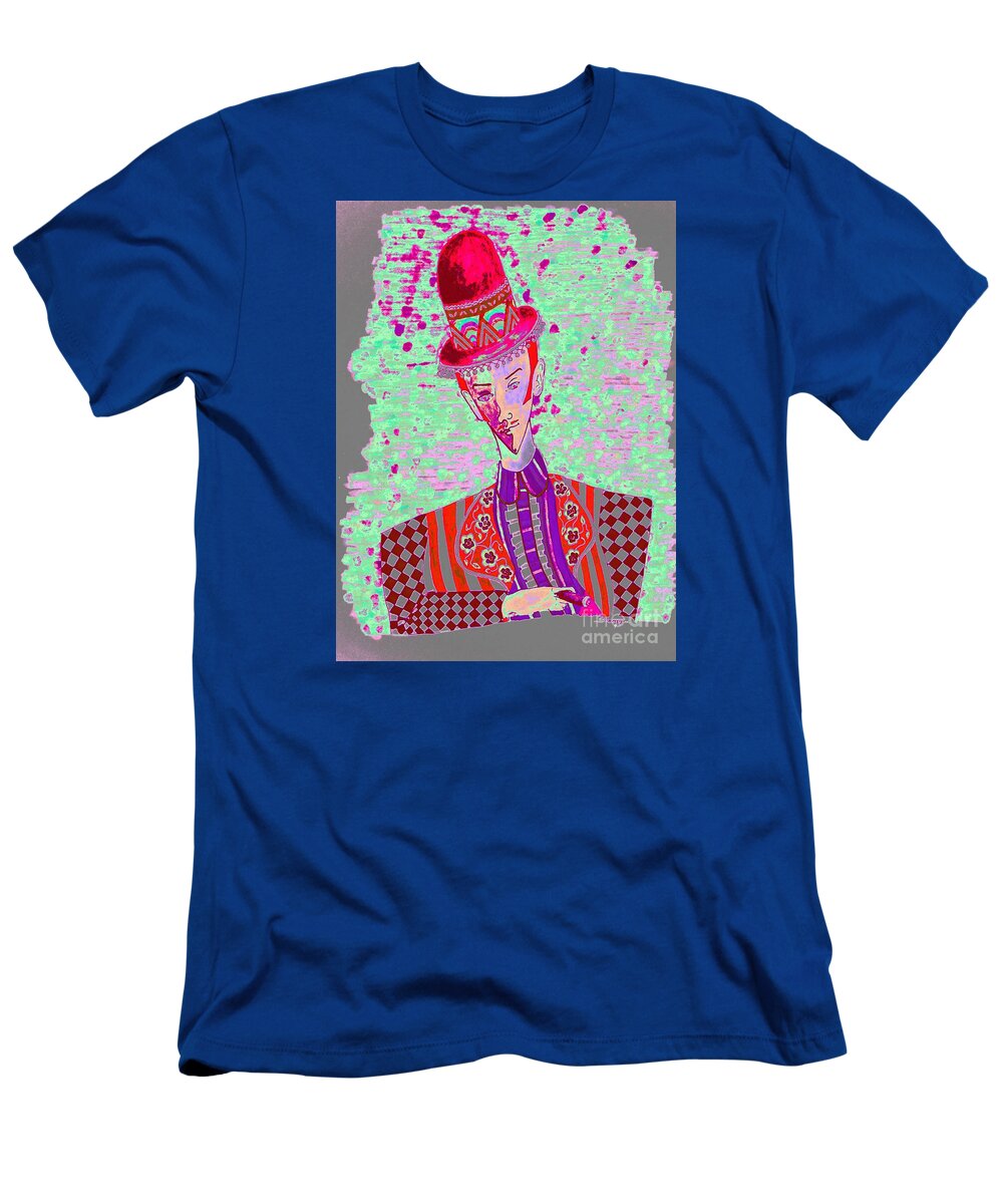 Fancy Man T-Shirt featuring the digital art Dandy in Red Derby by Jayne Somogy