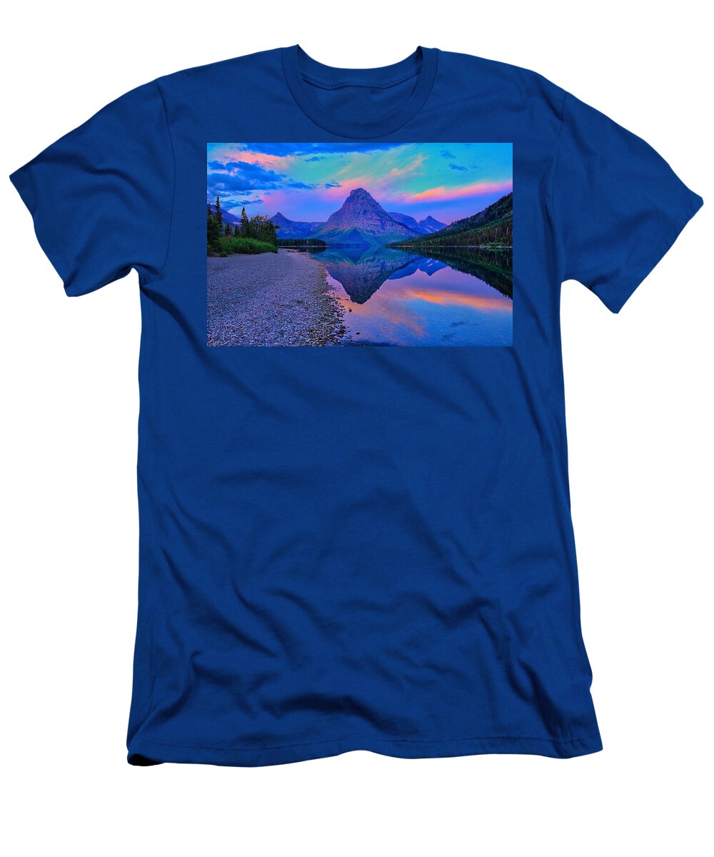 Two Medicine T-Shirt featuring the photograph Dawn at Two Medicine Lake by Greg Norrell