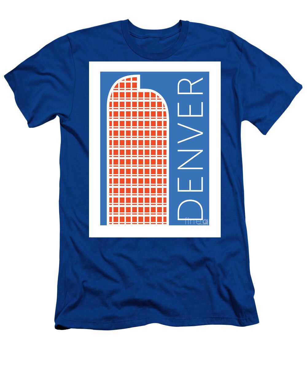 Denver T-Shirt featuring the digital art DENVER Cash Register Bldg/Blue by Sam Brennan