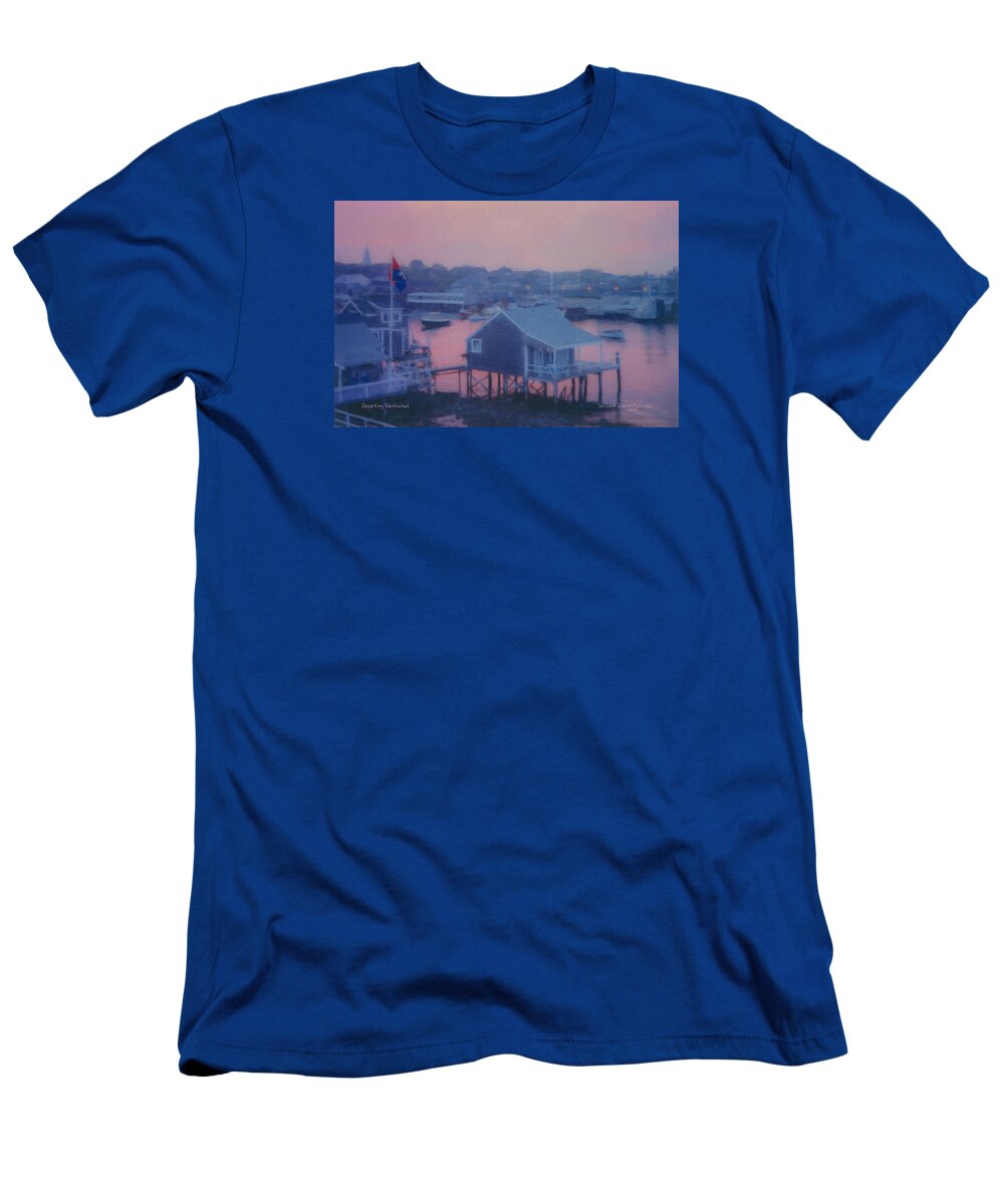 Departing Nantucket T-Shirt featuring the painting Departing Nantucket by Bill McEntee
