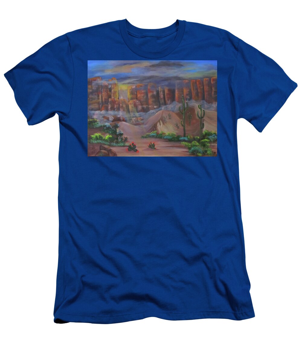 Desert Bloom T-Shirt featuring the painting Desert Bloom by Mikki Alhart