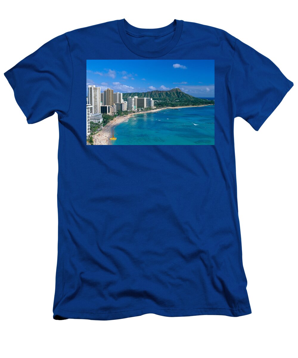 Aerial T-Shirt featuring the photograph Diamond Head And Waikiki by William Waterfall - Printscapes