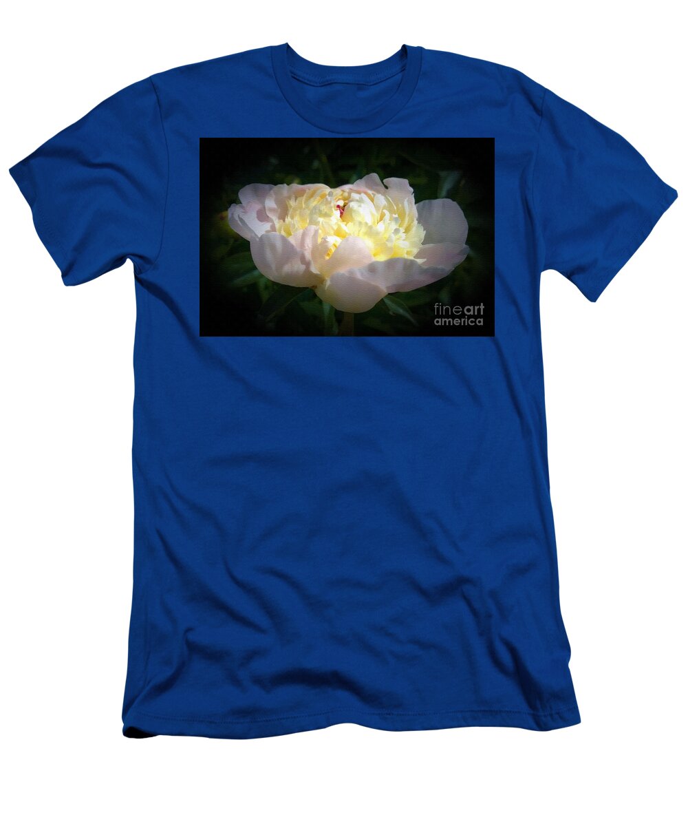 Digital Art T-Shirt featuring the digital art Digital Art White Peony Flower by Delynn Addams